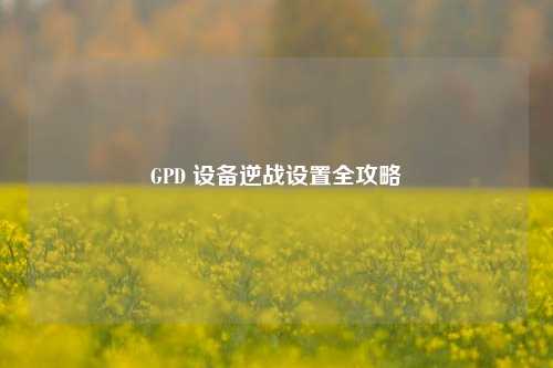GPD 设备逆战设置全攻略