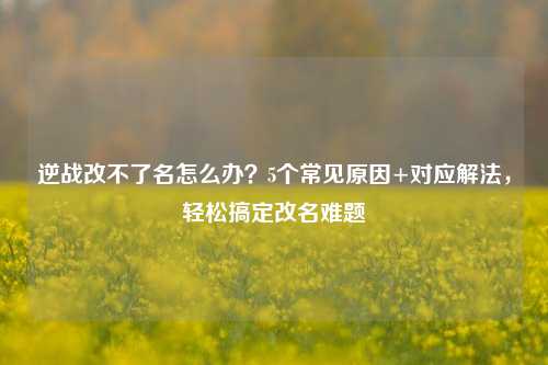 逆战改不了名怎么办？5个常见原因+对应解法，轻松搞定改名难题