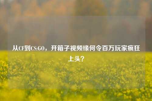 从CF到CS:GO，开箱子视频缘何令百万玩家疯狂上头？