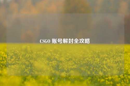 CSGO 账号解封全攻略