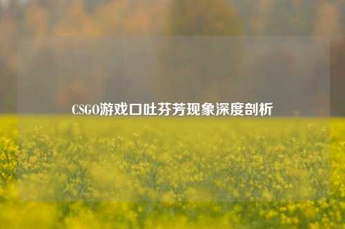 CSGO游戏口吐芬芳现象深度剖析