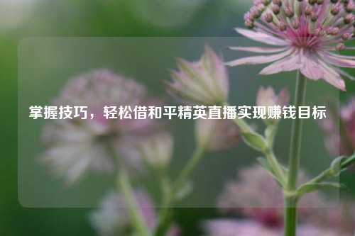 掌握技巧,轻松借和平精英直播实现赚钱目标