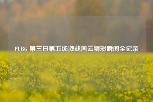 PUBG 第三日第五场激战风云精彩瞬间全记录