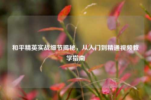 和平精英实战细节揭秘，从入门到精通视频教学指南