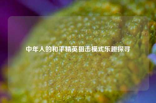 中年人的和平精英狙击模式乐趣探寻
