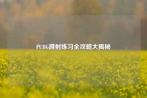 PUBG蹲射练习全攻略大揭秘