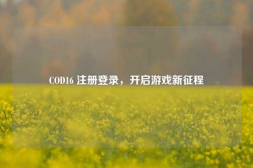 COD16 注册登录，开启游戏新征程