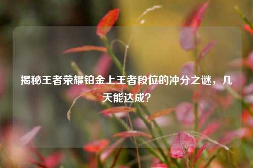 揭秘王者荣耀铂金上王者段位的冲分之谜,几天能达成?