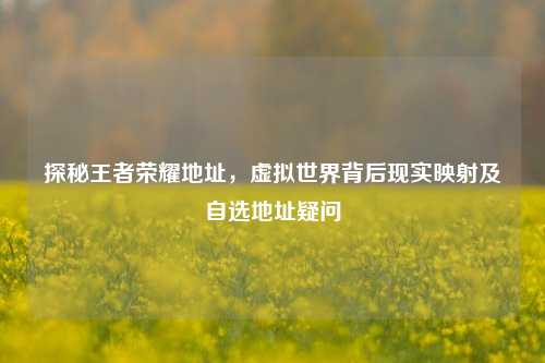 探秘王者荣耀地址,虚拟世界背后现实映射及自选地址疑问