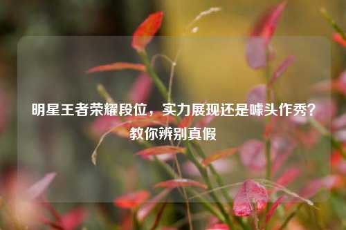 明星王者荣耀段位，实力展现还是噱头作秀？教你辨别真假