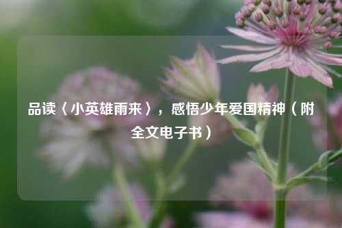 品读〈小英雄雨来〉，感悟少年爱国精神（附全文电子书）