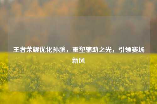 王者荣耀优化孙膑,重塑辅助之光,引领赛场新风