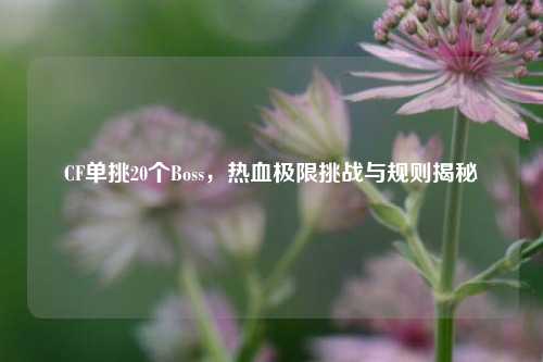 CF单挑20个Boss,热血极限挑战与规则揭秘