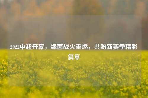 2022中超开幕，绿茵战火重燃，共盼新赛季精彩篇章
