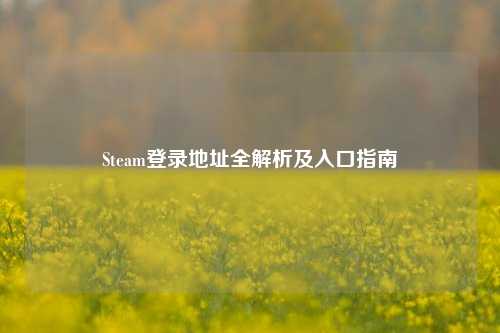 Steam登录地址全解析及入口指南