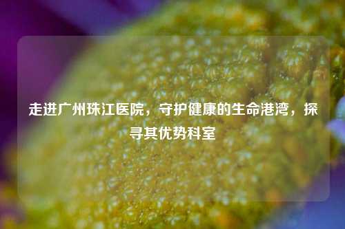 走进广州珠江医院,守护健康的生命港湾,探寻其优势科室