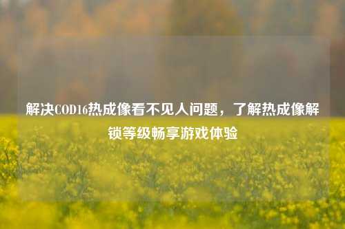 解决COD16热成像看不见人问题，了解热成像解锁等级畅享游戏体验