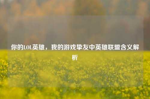 你的LOL英雄，我的游戏挚友中英雄联盟含义解析