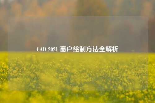 CAD 2021 窗户绘制 *** 全解析
