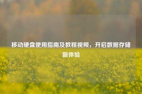 移动硬盘使用指南及教程视频，开启数据存储新体验