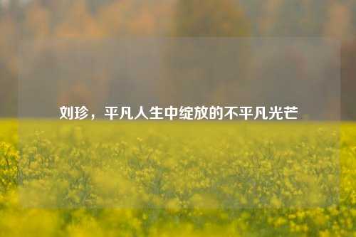 刘珍,平凡人生中绽放的不平凡光芒