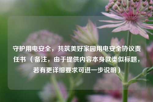 守护用电安全,共筑美好家园用电安全协议责任书 (备注,由于提供内容本身就类似标题,若有更详细要求可进一步说明)