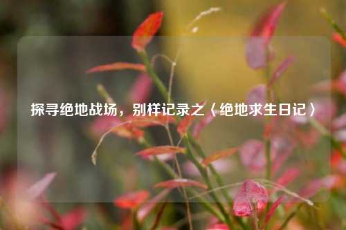 探寻绝地战场,别样记录之〈绝地求生日记〉