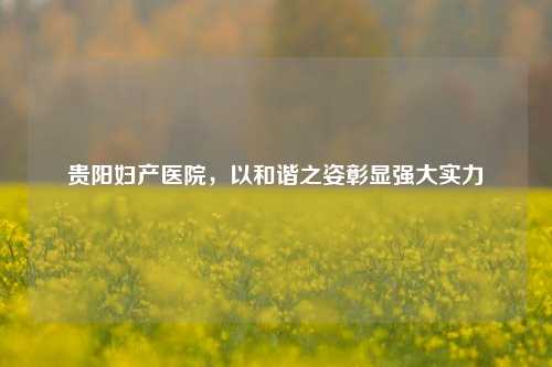贵阳妇产医院,以和谐之姿彰显强大实力