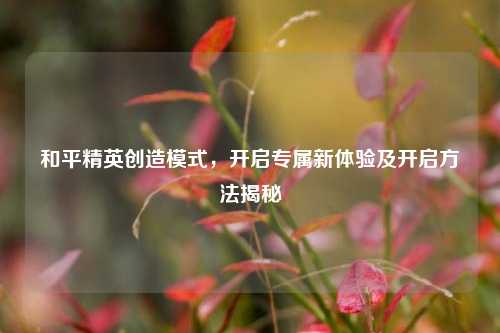 和平精英创造模式，开启专属新体验及开启 *** 揭秘