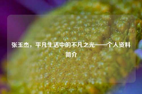 张玉杰，平凡生活中的不凡之光——个人资料简介
