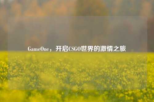 GameOne，开启CSGO世界的***之旅