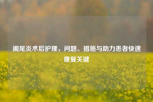 阑尾炎术后护理，问题、措施与助力患者快速康复关键