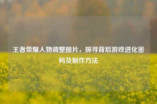 王者荣耀人物调整图片，探寻背后游戏进化密码及制作方法