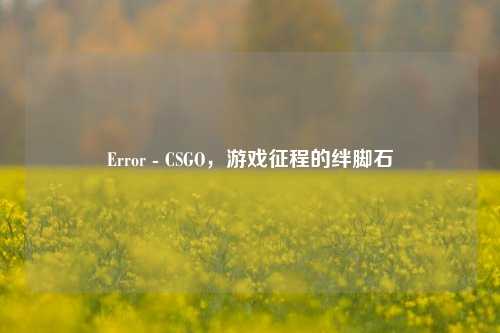 Error - CSGO,游戏征程的绊脚石