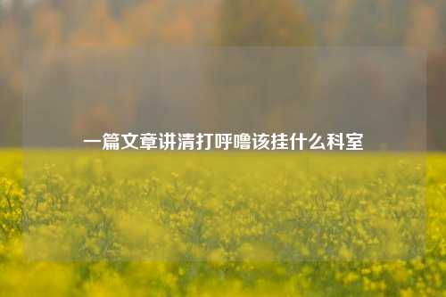 一篇文章讲清打呼噜该挂什么科室
