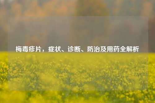 梅毒疹片,症状、诊断、防治及用药全解析