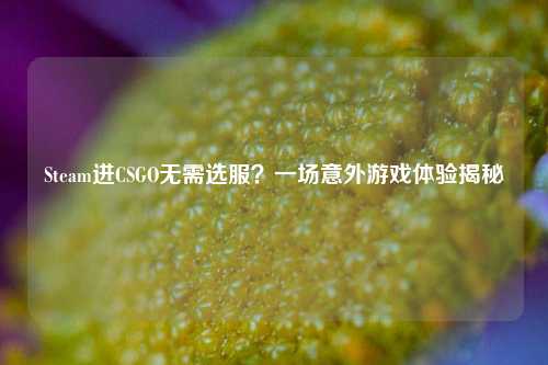Steam进CSGO无需选服？一场意外游戏体验揭秘