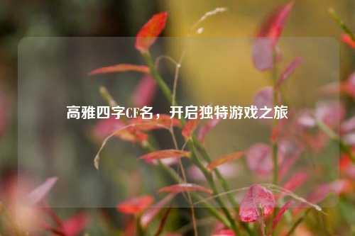 高雅四字CF名,开启独特游戏之旅